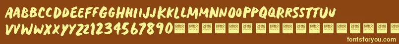 HeavyTripDemo-Schriftart – Gelbe Schriften auf braunem Hintergrund