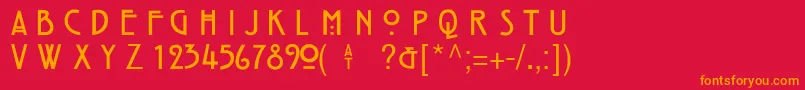 フォントHillHouseMedium – 赤い背景にオレンジの文字