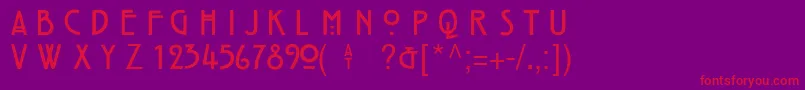 フォントHillHouseMedium – 紫の背景に赤い文字