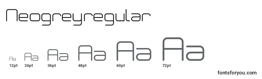 Размеры шрифта Neogreyregular