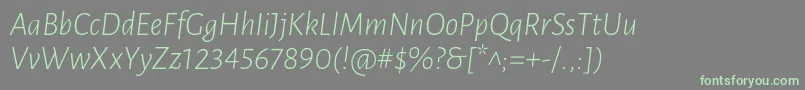 LunasansLightitalic-fontti – vihreät fontit harmaalla taustalla
