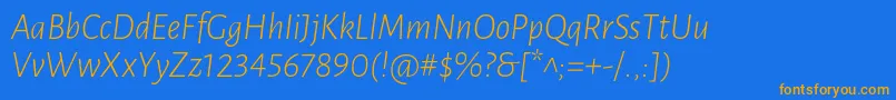 More about LunasansLightitalic Font LunasansLightitalic Font – Orange Fonts on Blue Background