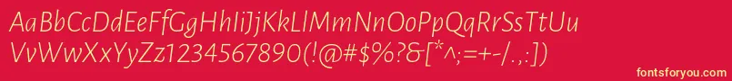 LunasansLightitalic-fontti – keltaiset fontit punaisella taustalla
