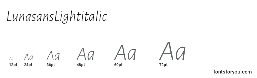LunasansLightitalic Font Sizes