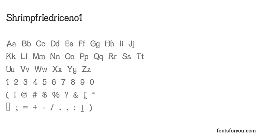 Schriftart Shrimpfriedriceno1 – Alphabet, Zahlen, spezielle Symbole