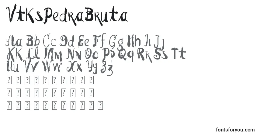 A fonte VtksPedraBruta – alfabeto, números, caracteres especiais