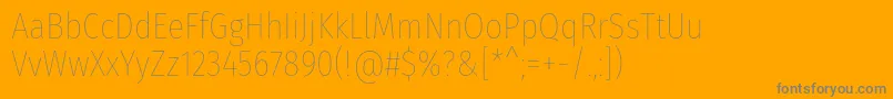 FirasanscondensedThin-Schriftart – Graue Schriften auf orangefarbenem Hintergrund