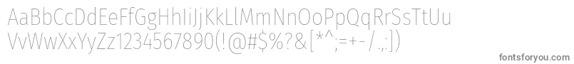 FirasanscondensedThin-fontti – harmaat kirjasimet valkoisella taustalla