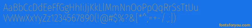 フォントFirasanscondensedThin – オレンジ色の文字が青い背景にあります。