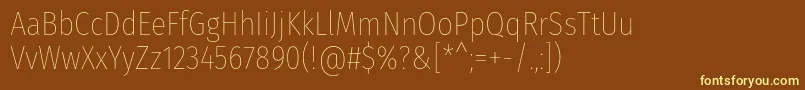 FirasanscondensedThin-Schriftart – Gelbe Schriften auf braunem Hintergrund