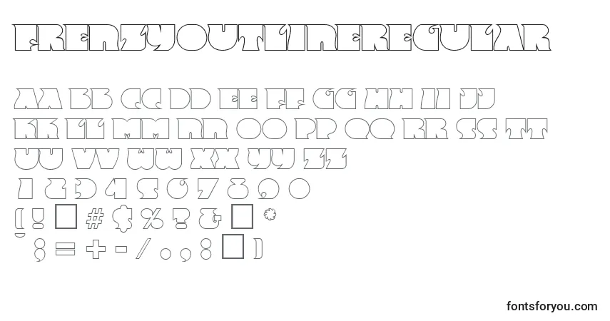 Шрифт FrenzyoutlineRegular – алфавит, цифры, специальные символы