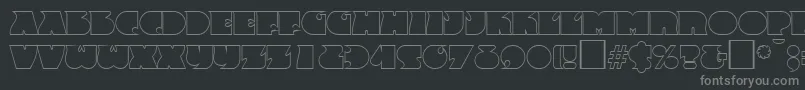 Fonte FrenzyoutlineRegular – fontes cinzas em um fundo preto