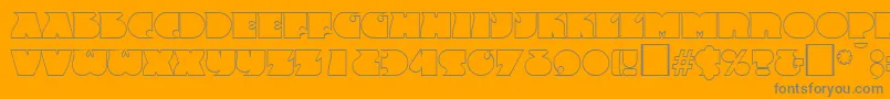 FrenzyoutlineRegular-Schriftart – Graue Schriften auf orangefarbenem Hintergrund