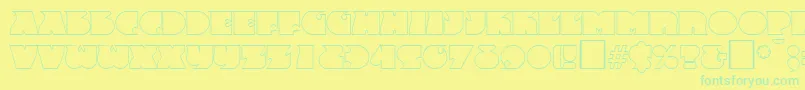 FrenzyoutlineRegular Font – Green Fonts on Yellow Background