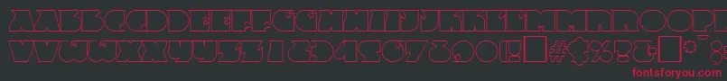 FrenzyoutlineRegular-Schriftart – Rote Schriften auf schwarzem Hintergrund