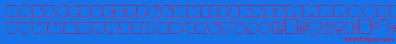 フォントFrenzyoutlineRegular – 赤い文字の青い背景