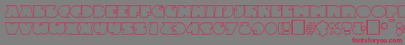 Weitere Informationen zur FrenzyoutlineRegular-Schriftart FrenzyoutlineRegular-Schriftart – Rote Schriften auf grauem Hintergrund