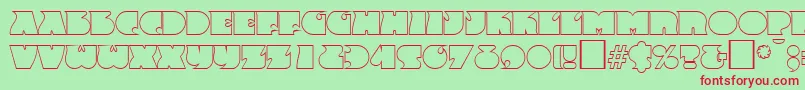 Fonte FrenzyoutlineRegular – fontes vermelhas em um fundo verde