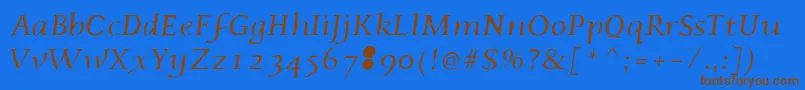 Phaedrusitalic-Schriftart – Braune Schriften auf blauem Hintergrund