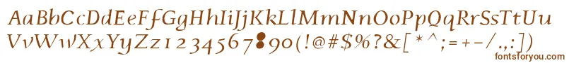 Phaedrusitalic-fontti – ruskeat fontit valkoisella taustalla