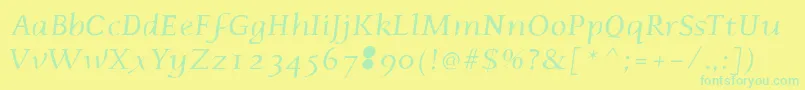 Phaedrusitalic-Schriftart – Grüne Schriften auf gelbem Hintergrund