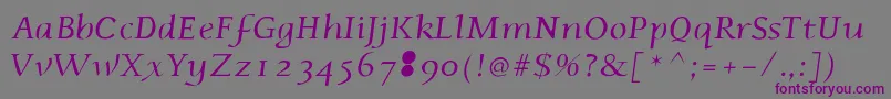 Czcionka Phaedrusitalic – fioletowe czcionki na szarym tle
