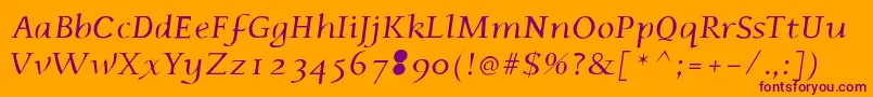 Phaedrusitalic-Schriftart – Violette Schriften auf orangefarbenem Hintergrund