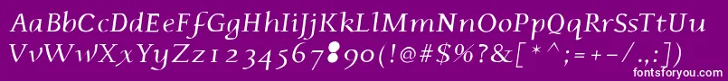 Phaedrusitalic-Schriftart – Weiße Schriften auf violettem Hintergrund