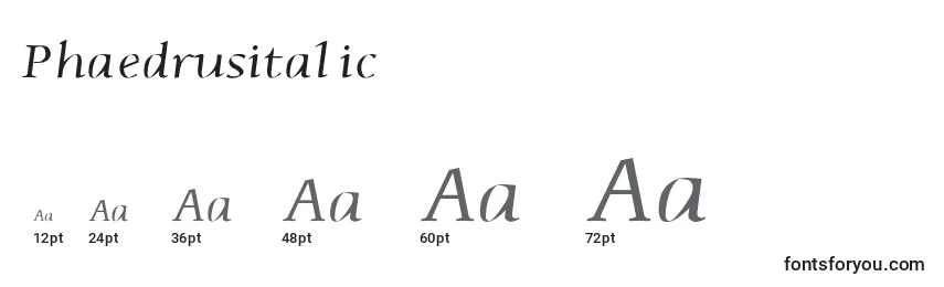 Размеры шрифта Phaedrusitalic