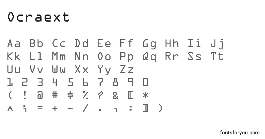 Czcionka Ocraext – alfabet, cyfry, specjalne znaki