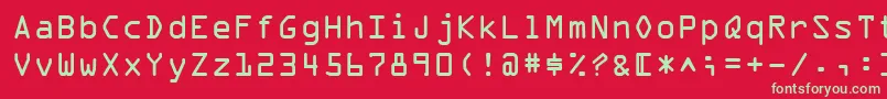 フォントOcraext – 赤い背景に緑の文字