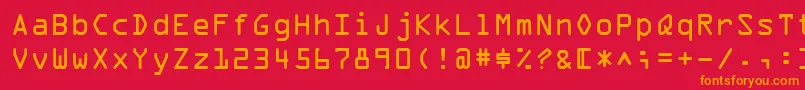 フォントOcraext – 赤い背景にオレンジの文字