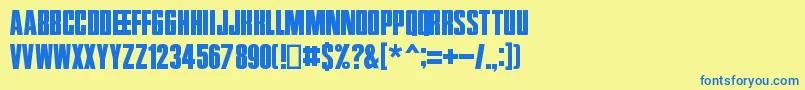 フォントZentropa – 青い文字が黄色の背景にあります。