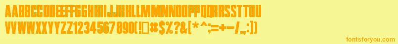 フォントZentropa – オレンジの文字が黄色の背景にあります。