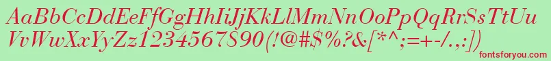 BauerBodoniItalic Font – Red Fonts on Green Background