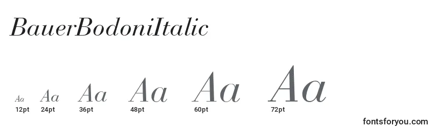 BauerBodoniItalic Font Sizes