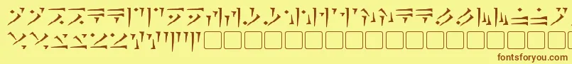 フォントDovahkiin – 茶色の文字が黄色の背景にあります。