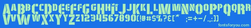 GiColton-fontti – vihreät fontit sinisellä taustalla