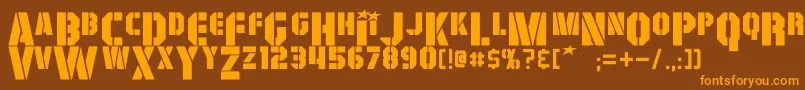 フォントGiColton – オレンジ色の文字が茶色の背景にあります。