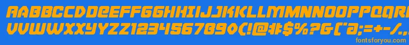 Cyborgroosterexpandital Font – Orange Fonts on Blue Background