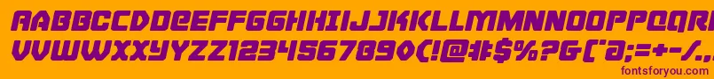 Cyborgroosterexpandital-Schriftart – Violette Schriften auf orangefarbenem Hintergrund