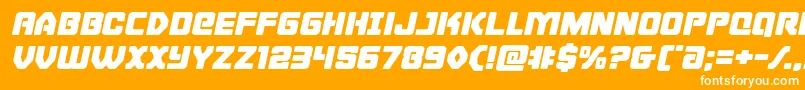 Cyborgroosterexpandital-Schriftart – Weiße Schriften auf orangefarbenem Hintergrund