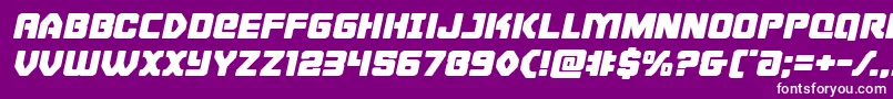 Cyborgroosterexpandital-Schriftart – Weiße Schriften auf violettem Hintergrund