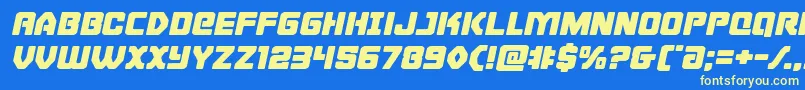 Cyborgroosterexpandital Font – Yellow Fonts on Blue Background