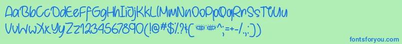 BehindBrownEyesOtf Font – Blue Fonts on Green Background