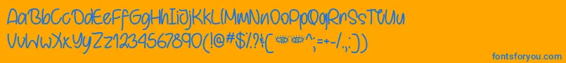 BehindBrownEyesOtf Font – Blue Fonts on Orange Background