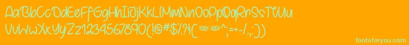 BehindBrownEyesOtf Font – Green Fonts on Orange Background