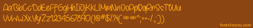 Weitere Informationen zur BehindBrownEyesOtf-Schriftart BehindBrownEyesOtf-Schriftart – Orangefarbene Schriften auf braunem Hintergrund