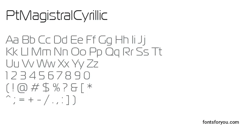 Schriftart PtMagistralCyrillic – Alphabet, Zahlen, spezielle Symbole