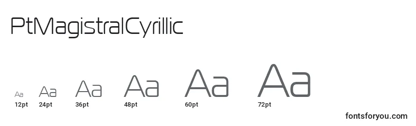Größen der Schriftart PtMagistralCyrillic